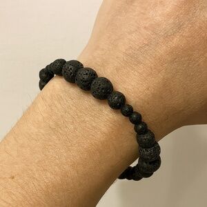 Lava Stone Stretch Bracelet Black